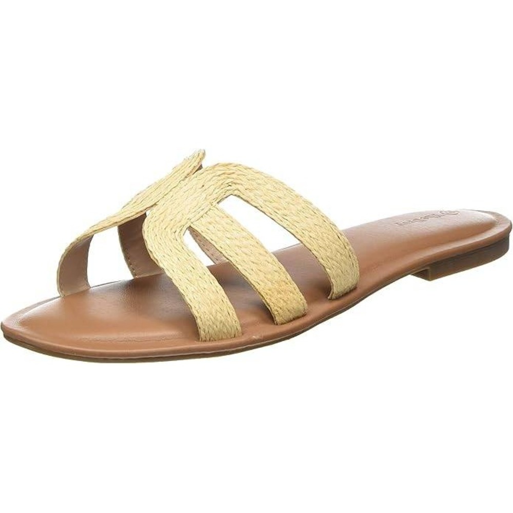 The Drop Monika Flat H-Band Slide Sandal Natural Raffia Women's Sz 13 New in Box